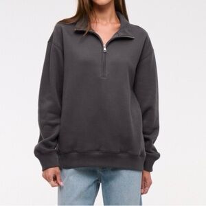 Abercrombie Gray Half-Zip Essentials Sweatshirt